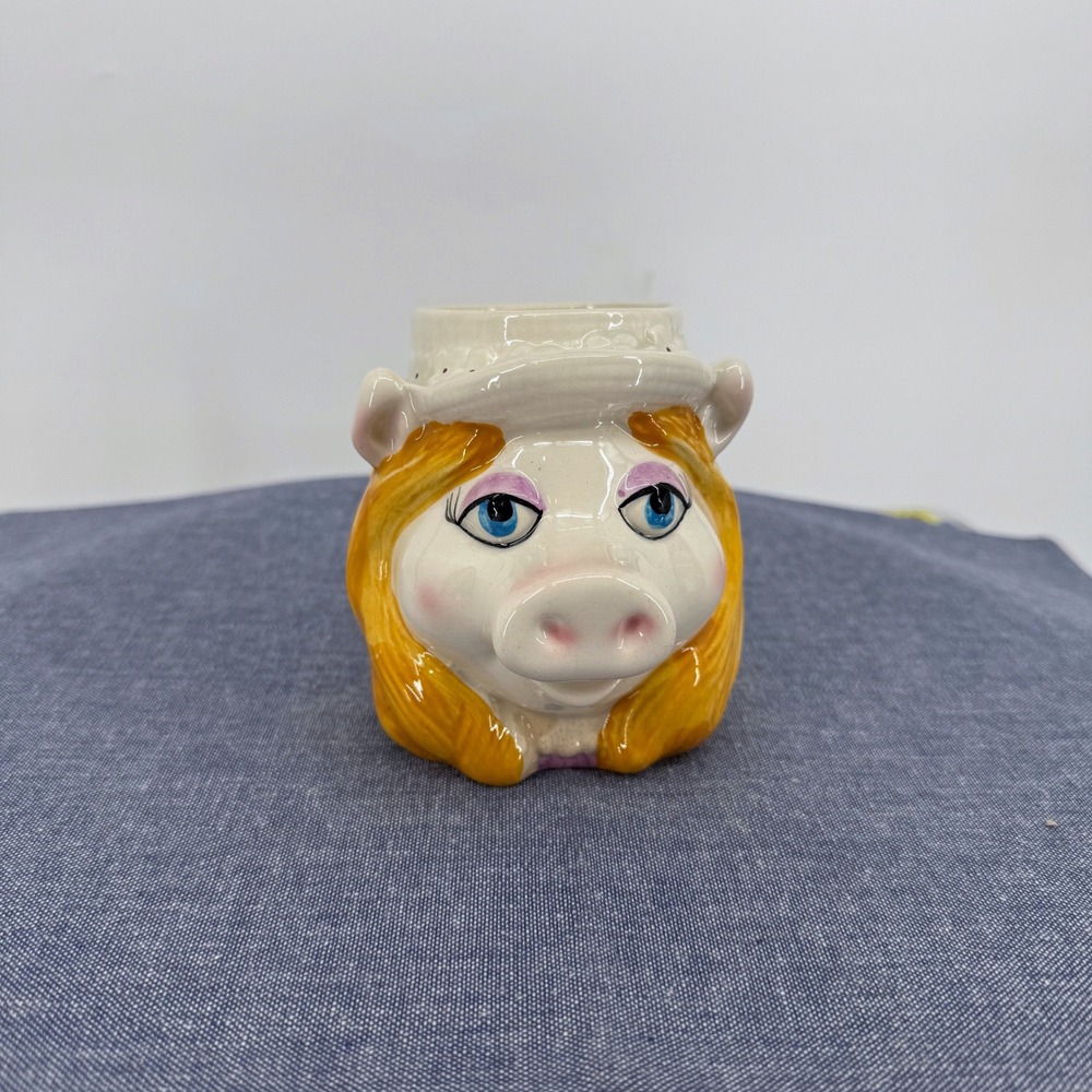 Sigma the Tastesetter Miss Piggy Mug Muppets Vintage White Yellow 3D‎ Figural